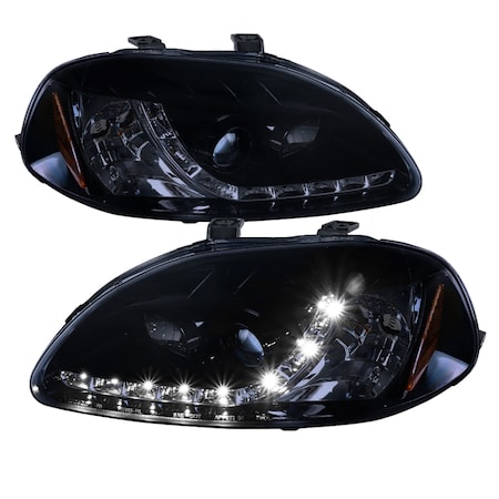 Spec-D Tuning 96-98 Honda Civic R8 Style Halo LED Projector Smoked 2LHP-CV96G-8-TM